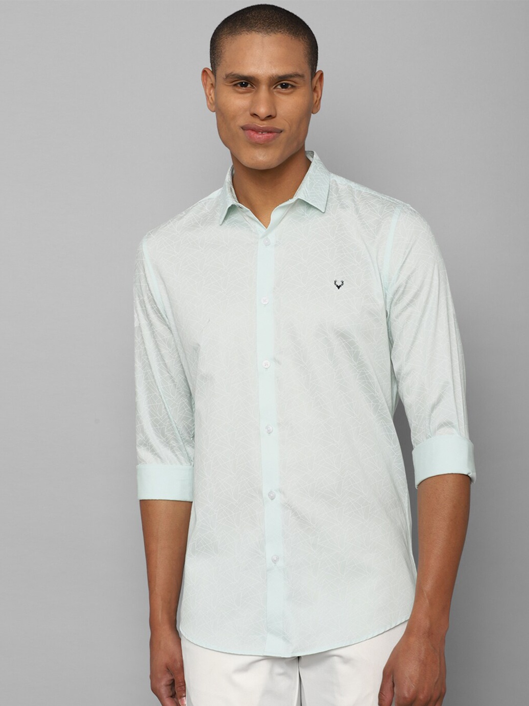 

Allen Solly Men Blue Comfort Slim Fit Printed Cotton Casual Shirt