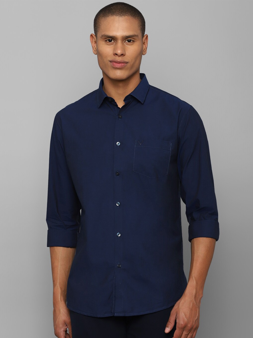 

Allen Solly Men Navy Blue Slim Fit Cotton Casual Shirt