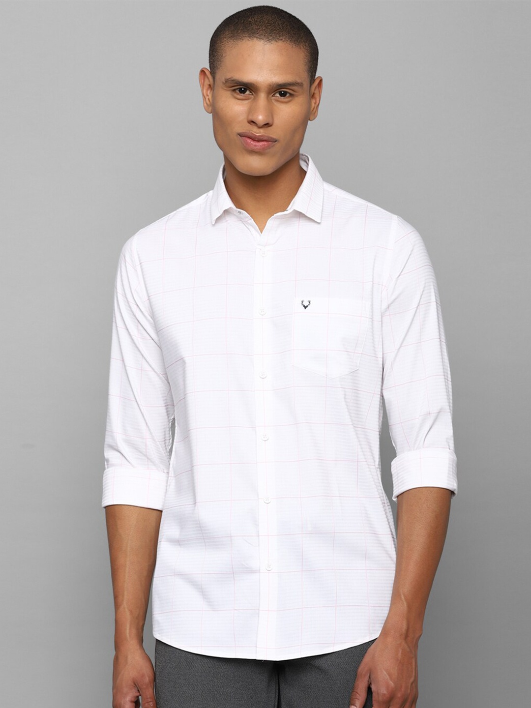 

Allen Solly Men White Comfort Slim Fit Checked Casual Shirt
