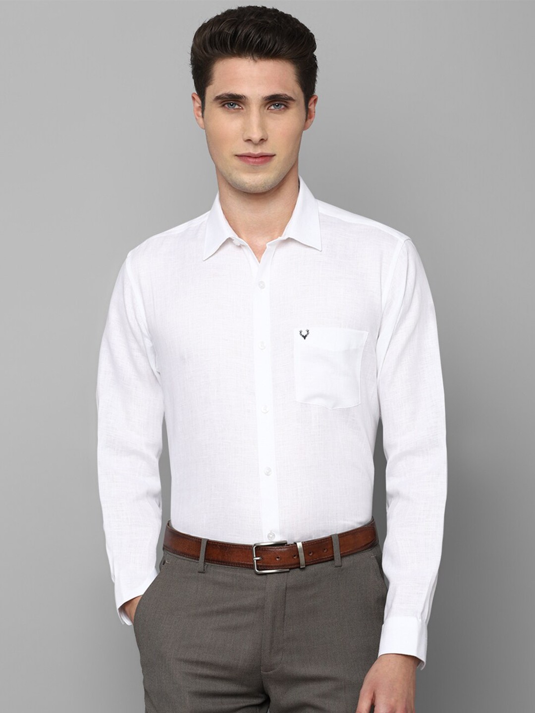 

Allen Solly Men White Comfort Slim Fit Linen Formal Shirt