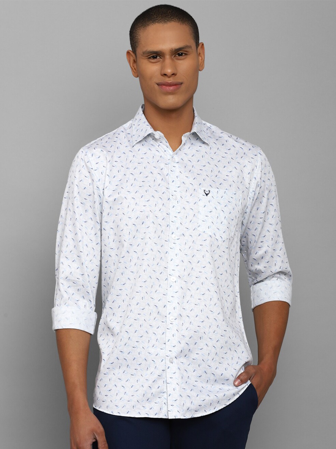 

Allen Solly Men White Comfort Slim Fit Printed Cotton Casual Shirt