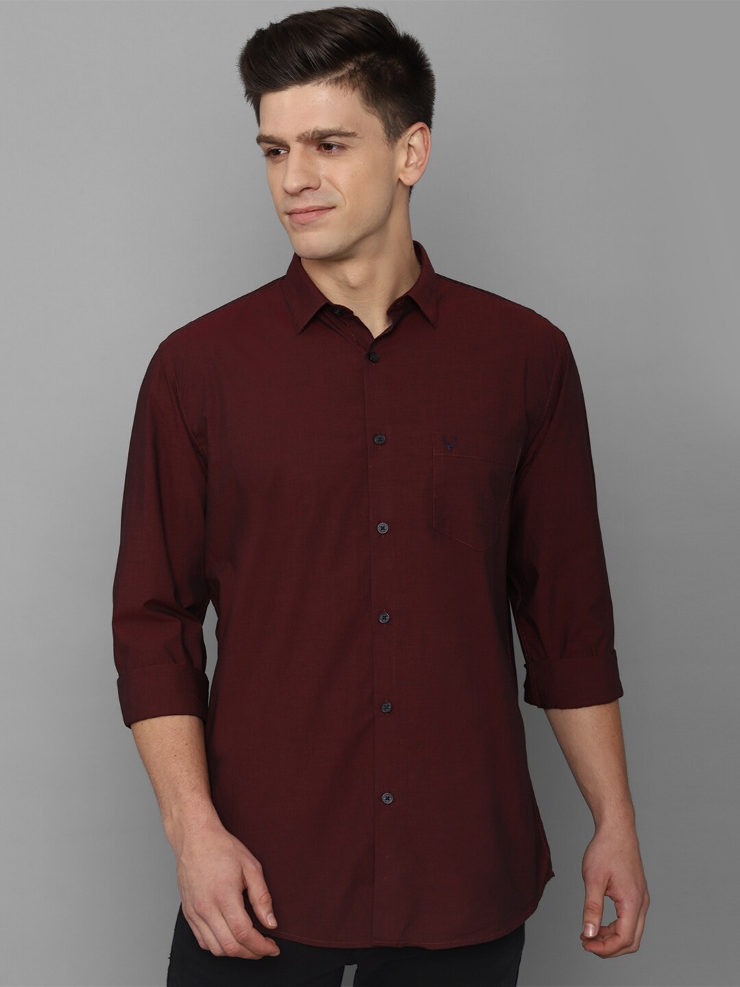 

Allen Solly Men Maroon Comfort Slim Fit Cotton Casual Shirt