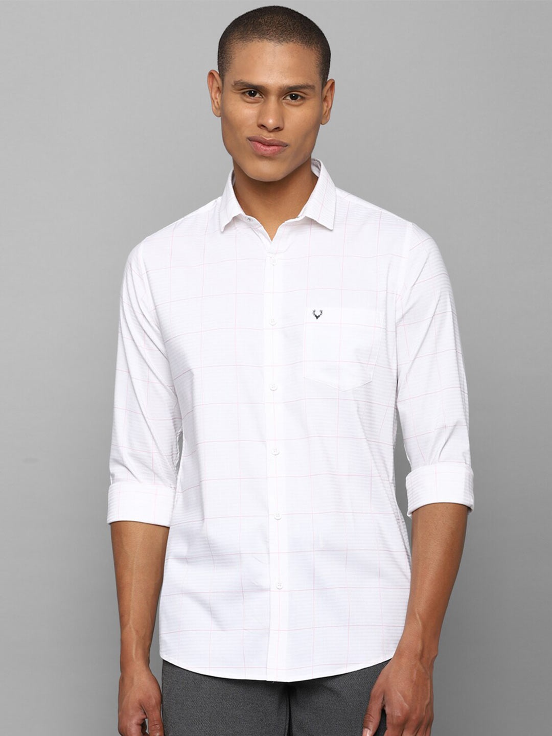 

Allen Solly Men White Comfort Slim Fit Checked Casual Shirt