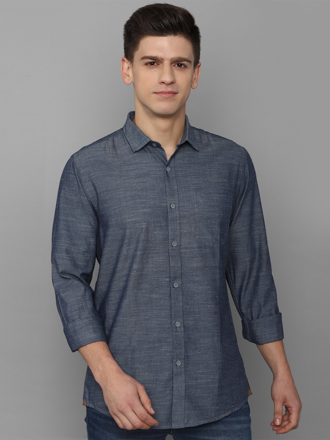 

Allen Solly Sport Men Navy Blue Casual Cotton Shirt