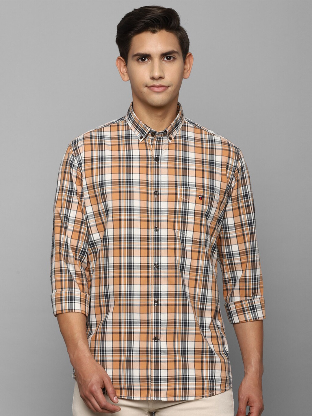 

Louis Philippe Sport Men Beige Slim Fit Tartan Checks Checked Casual Shirt
