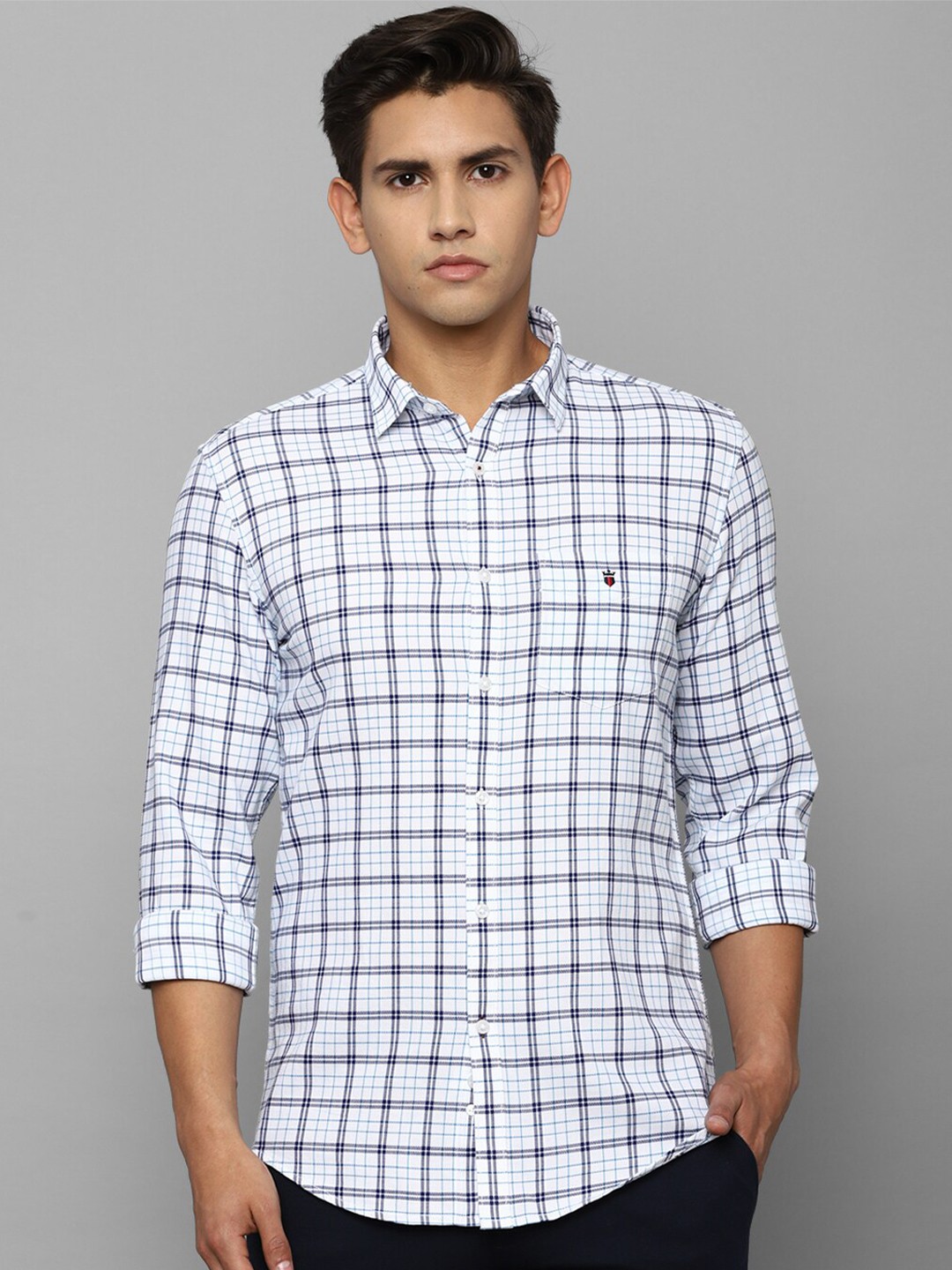 

Louis Philippe Sport Men White Cotton Slim Fit Checked Casual Shirt