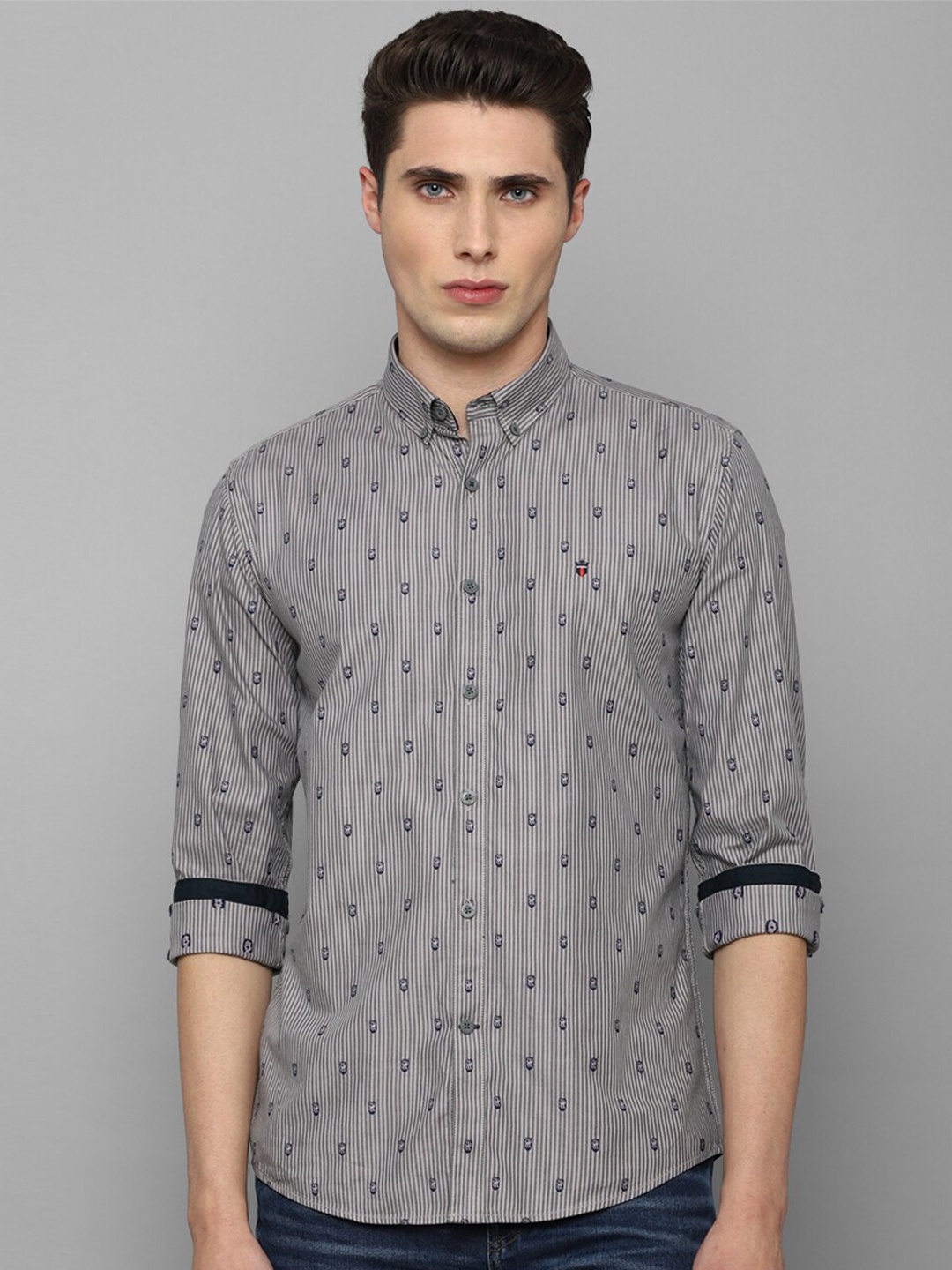 

Louis Philippe Sport Men Grey Cotton Slim Fit Printed Casual Shirt