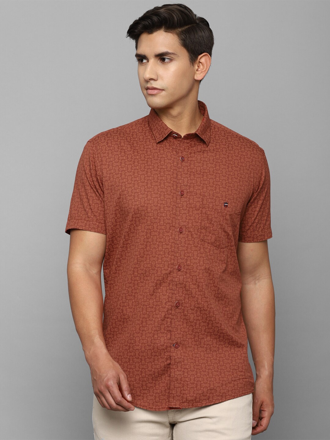 

Louis Philippe Sport Men Orange Cotton Slim Fit Printed Casual Shirt