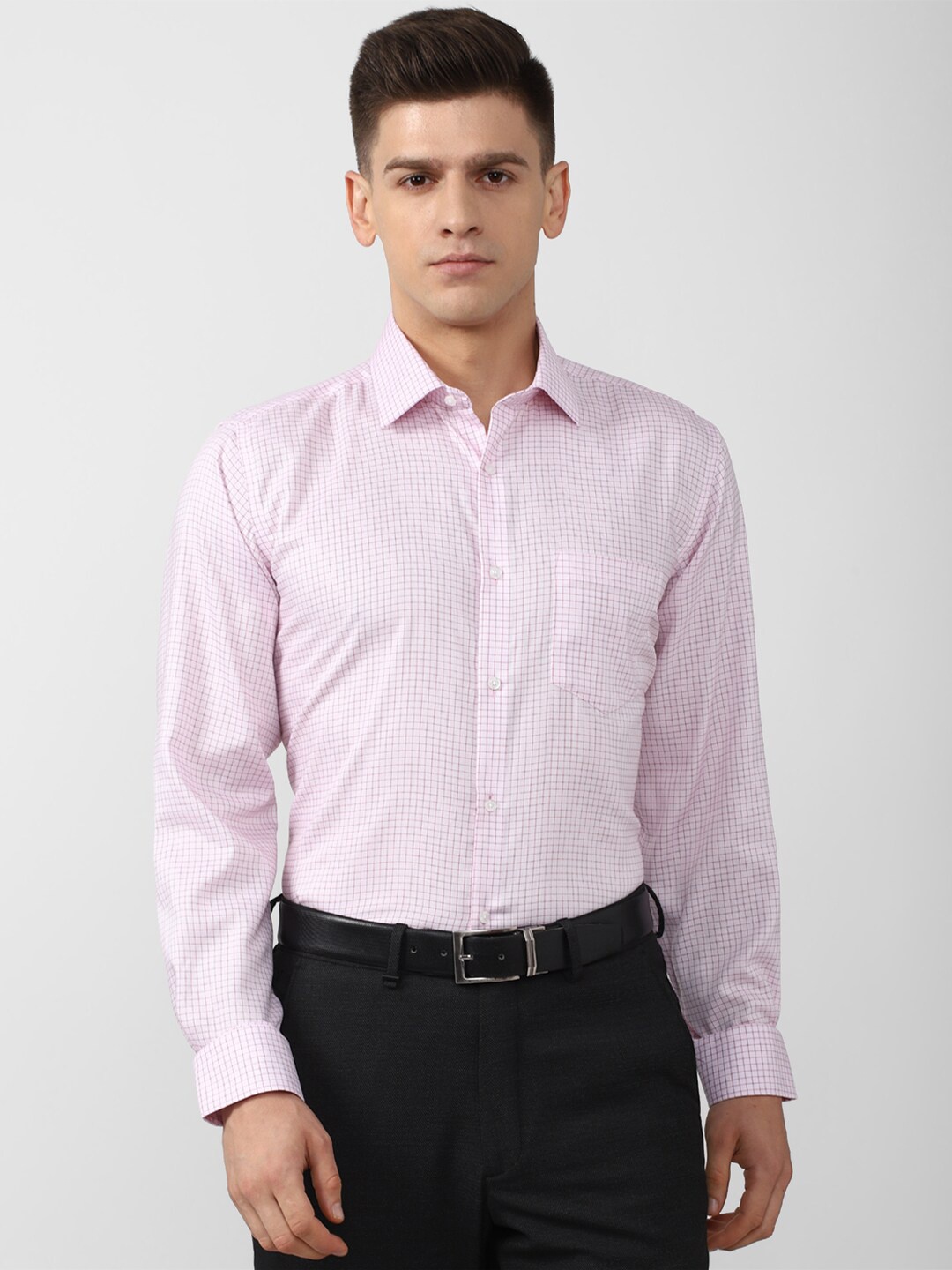 

Van Heusen Men Pink Pure Cotton Micro Checks Checked Formal Shirt