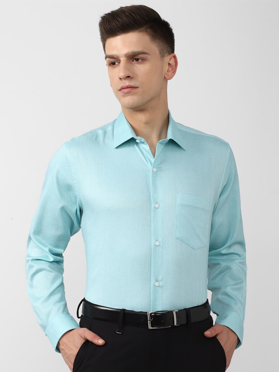 

Van Heusen Men Blue Formal Cotton Shirt