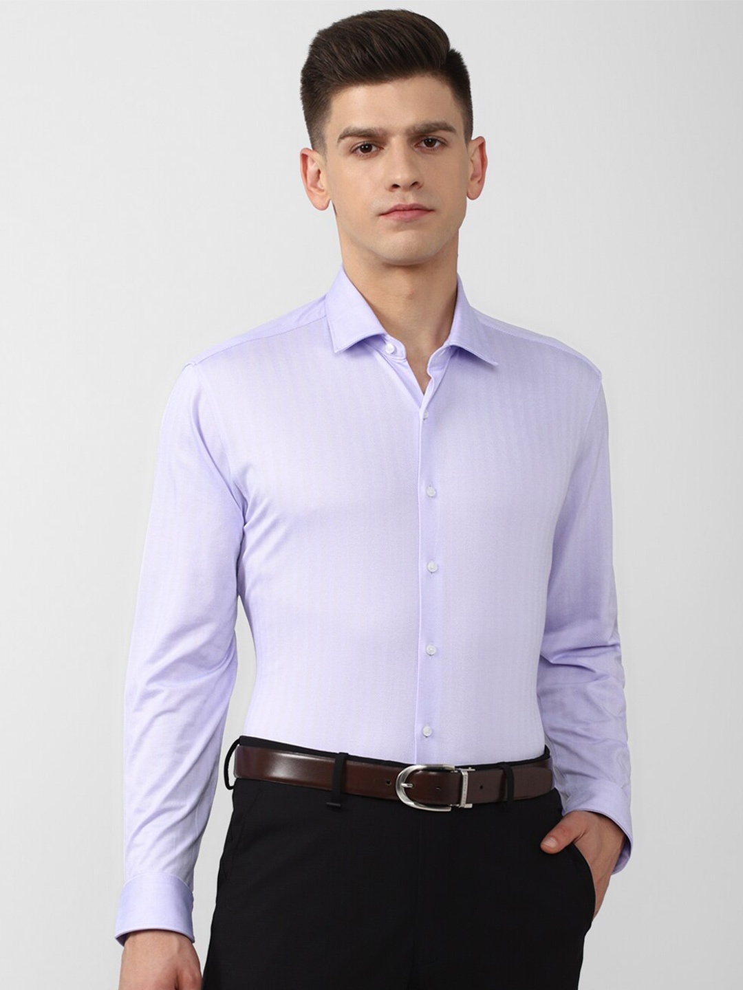 

Van Heusen Men Purple Slim Fit Pure Cotton Striped Formal Shirt