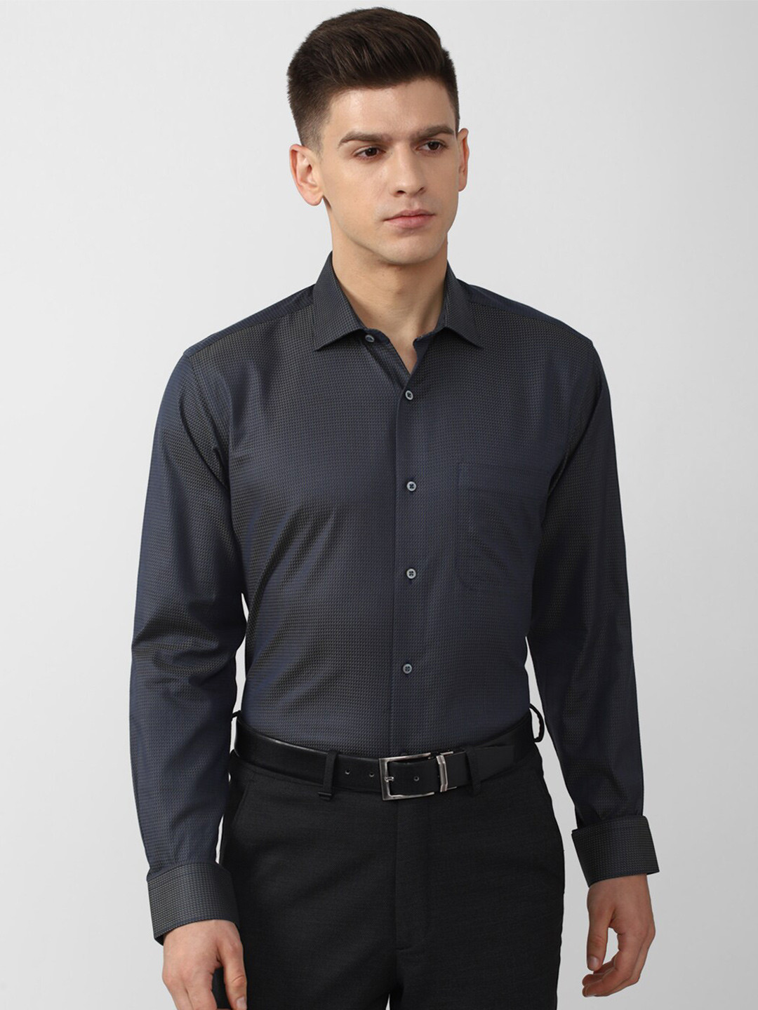 

Van Heusen Men Grey Formal Pure Cotton Shirt