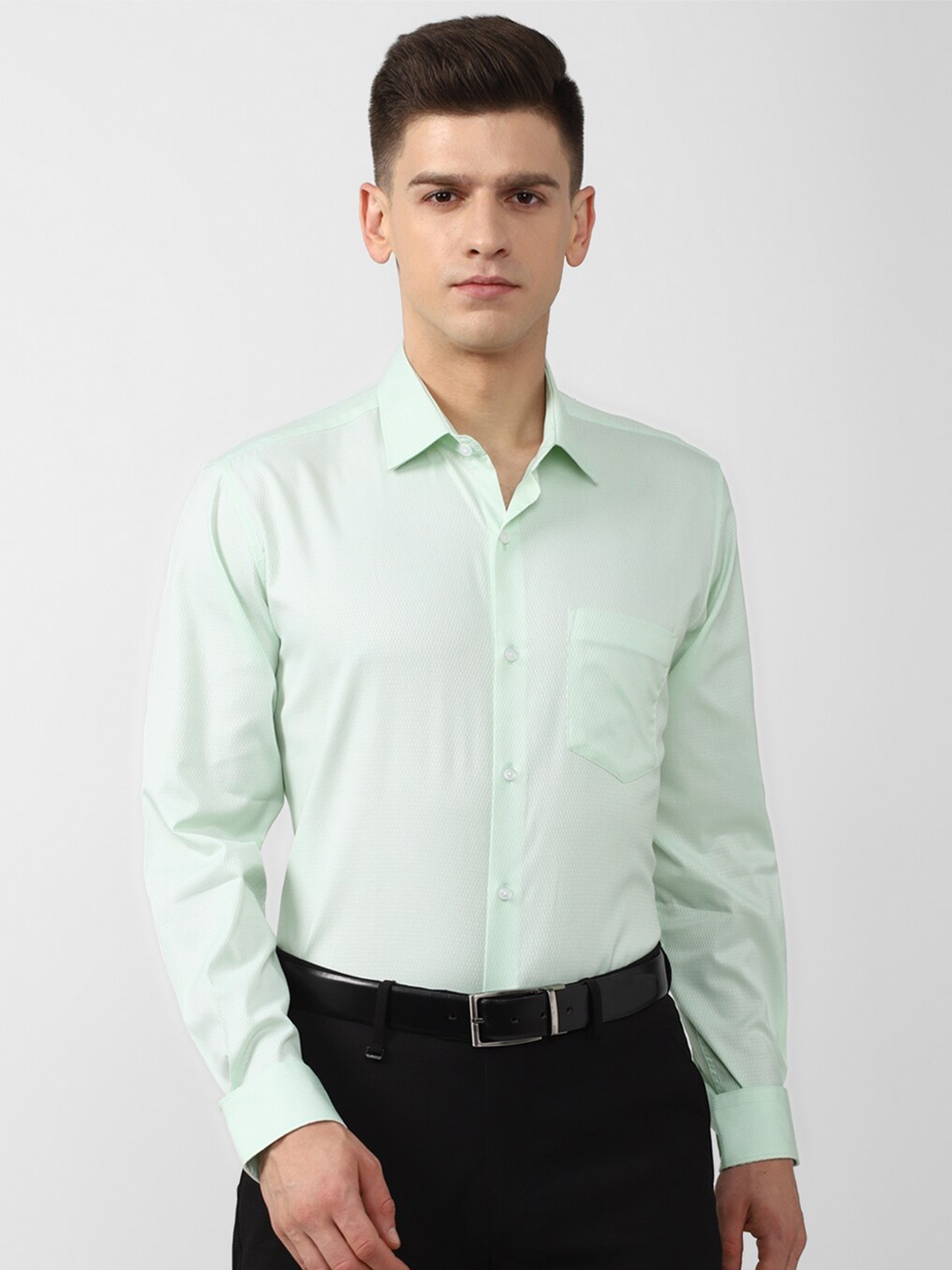 

Van Heusen Men Sea Green Pure Cotton Formal Shirt