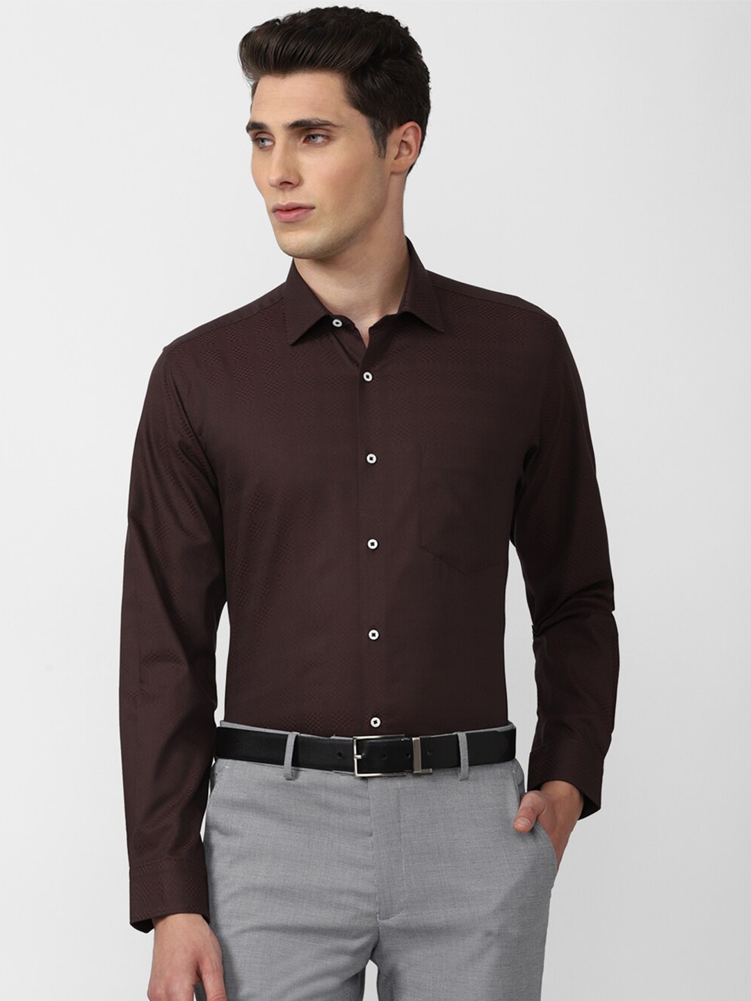 

Van Heusen Men Brown Pure Cotton Formal Shirt
