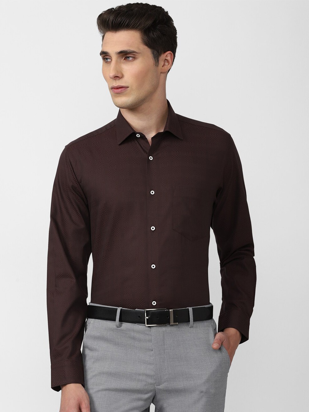

Van Heusen Men Brown Pure Cotton Formal Shirt