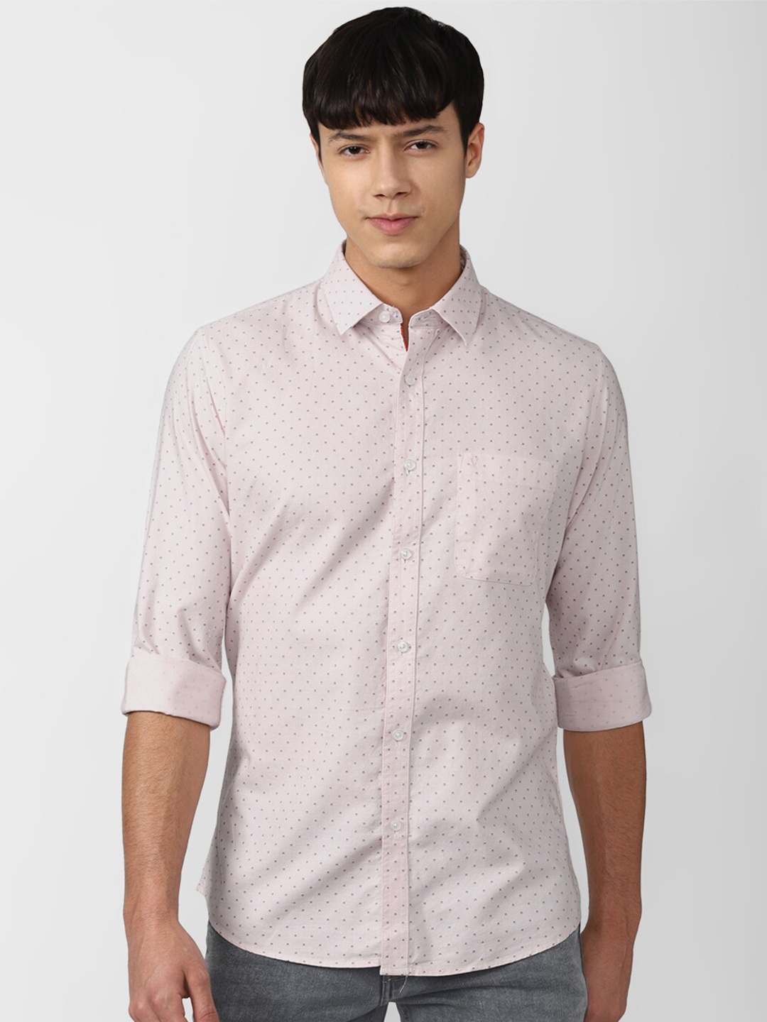 

Van Heusen Sport Men Beige Slim Fit Micro Ditsy Printed Pure Cotton Casual Shirt