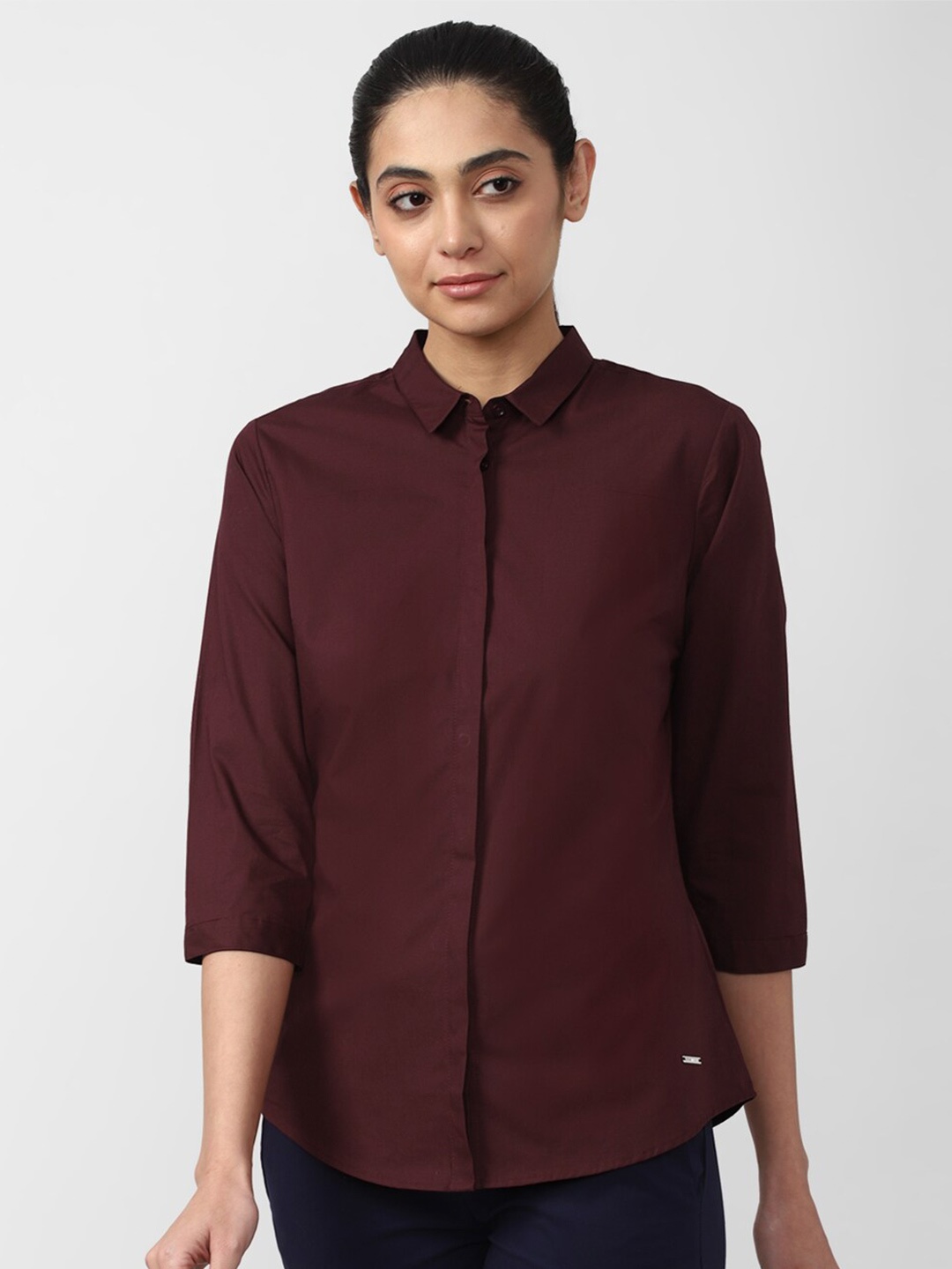 

Van Heusen Woman Women Maroon Solid Formal Shirt