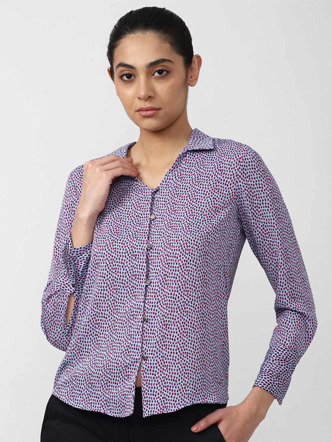 

Van Heusen Woman Printed Formal Shirt, Purple