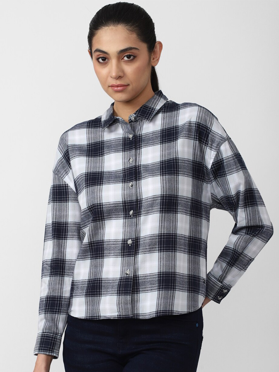 

Van Heusen Woman Checked Pure Cotton Casual Shirt, Black
