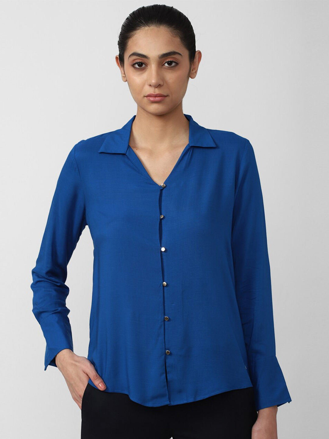 

Van Heusen Woman Blue Solid Formal Shirt
