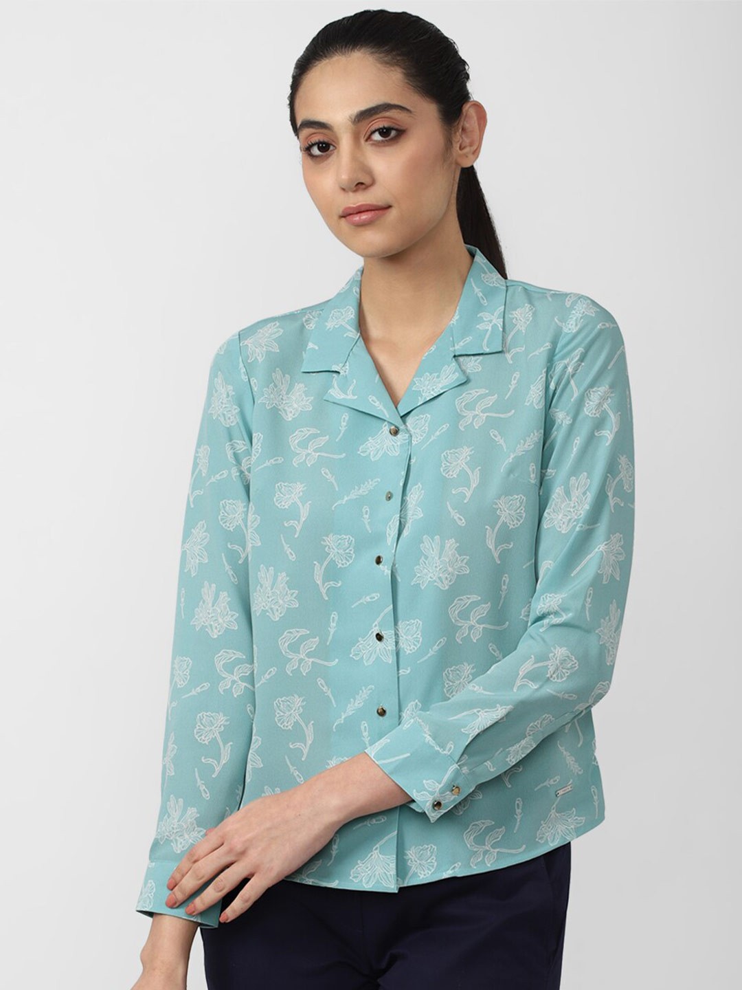 

Van Heusen Woman Blue Floral Printed Formal Shirt
