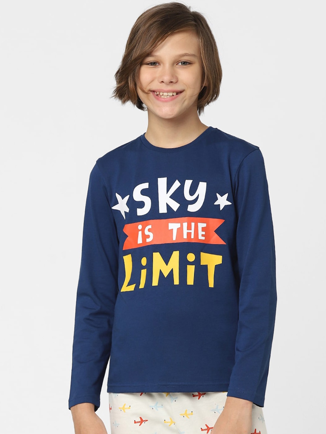 

Jack & Jones Junior Boys 2 Piece Graphic Printed T-shirt with Pyjamas, Navy blue