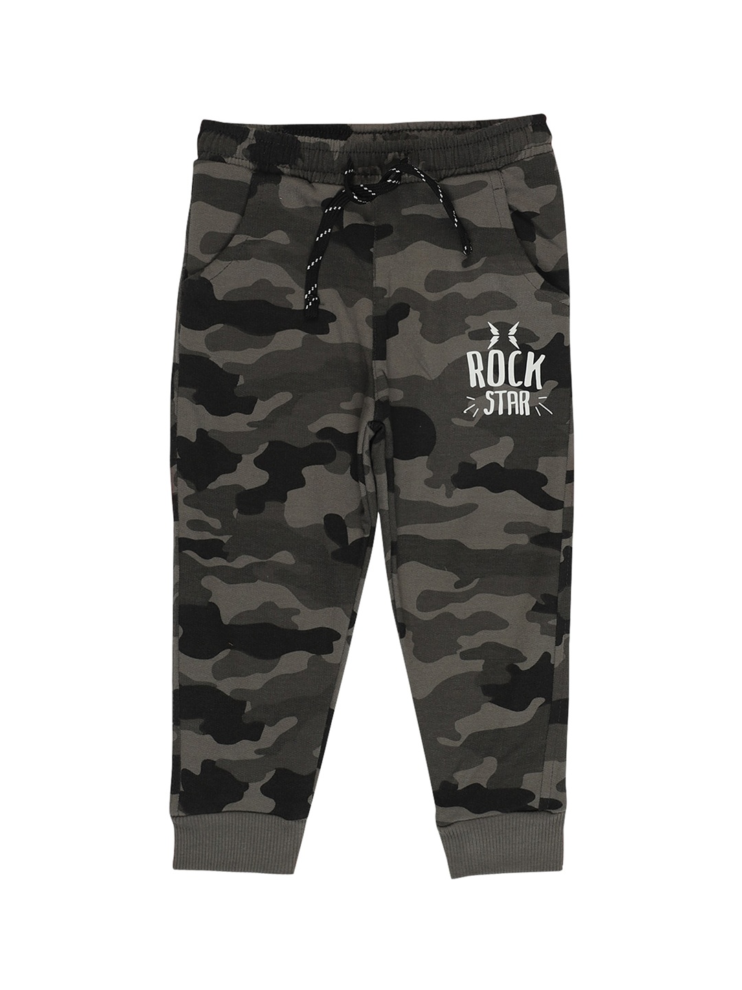 

Bodycare Kids Boys Grey Camouflaged Printed Cotton Joggers