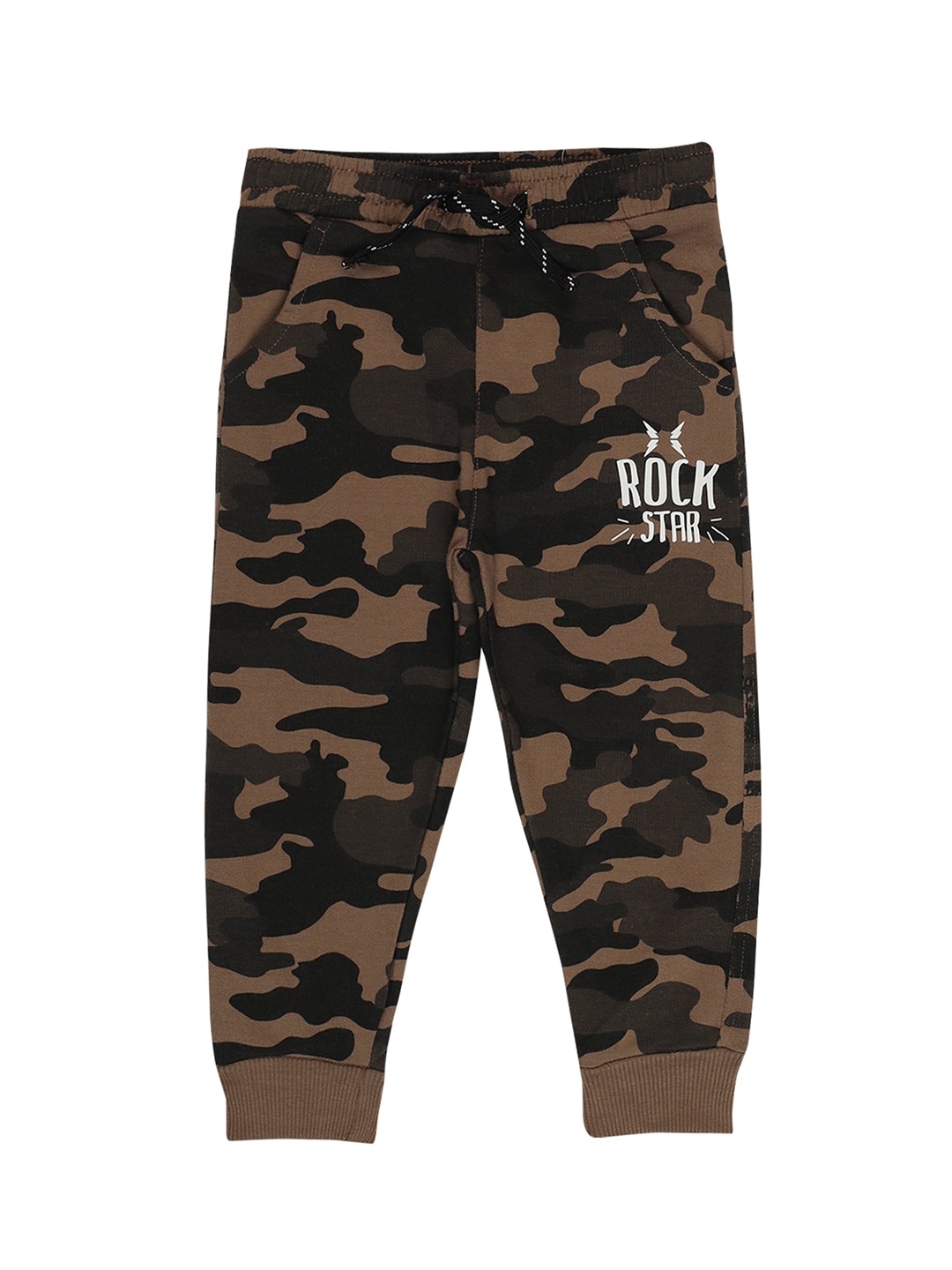 

Bodycare Kids Boys Brown & Black Printed Cotton Track Pants