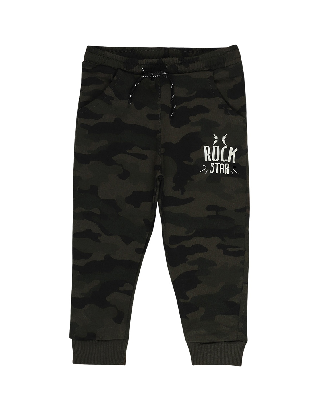 

Bodycare Kids Boys Green Printed Cotton Joggers