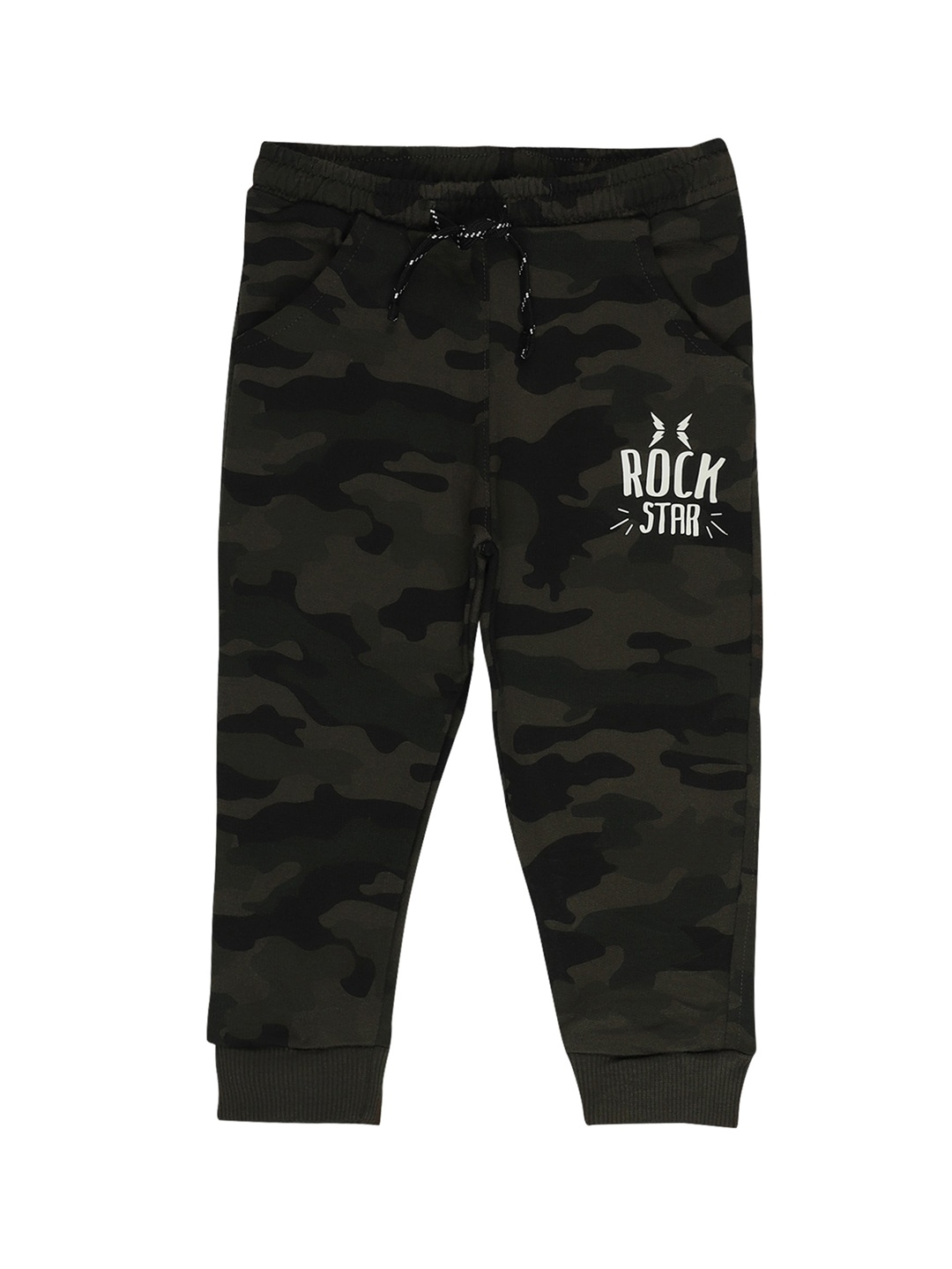 

Bodycare Kids Boys Green Printed Cotton Joggers