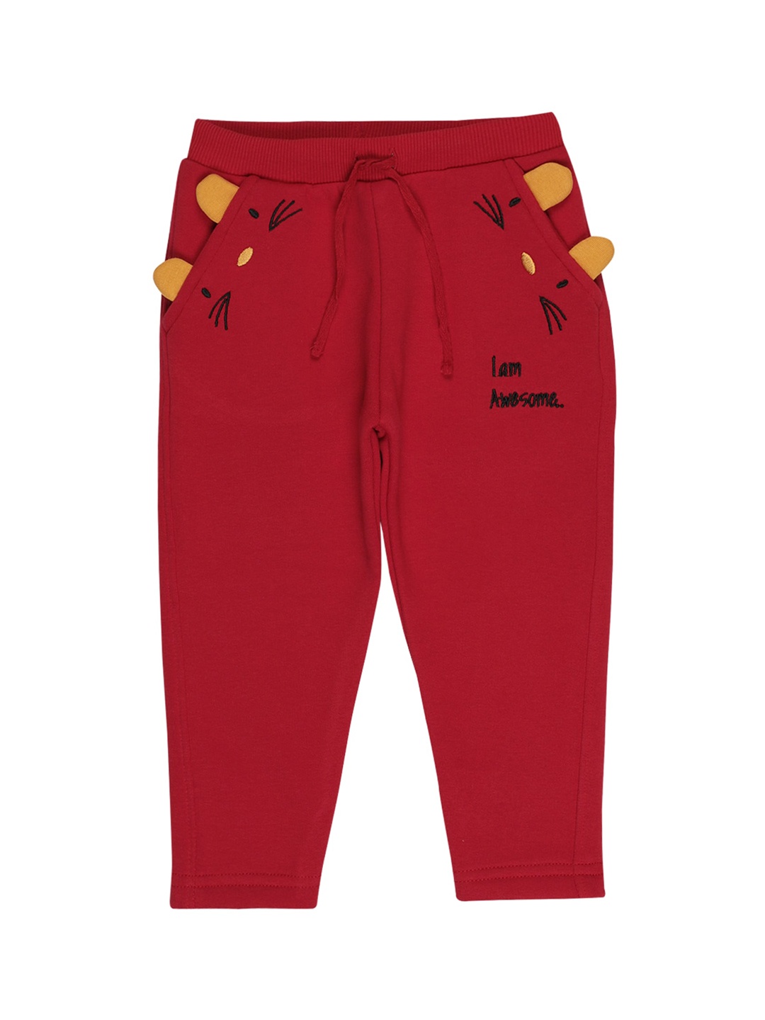 

Bodycare Kids Girls Red & Black Solid Cotton Track Pants