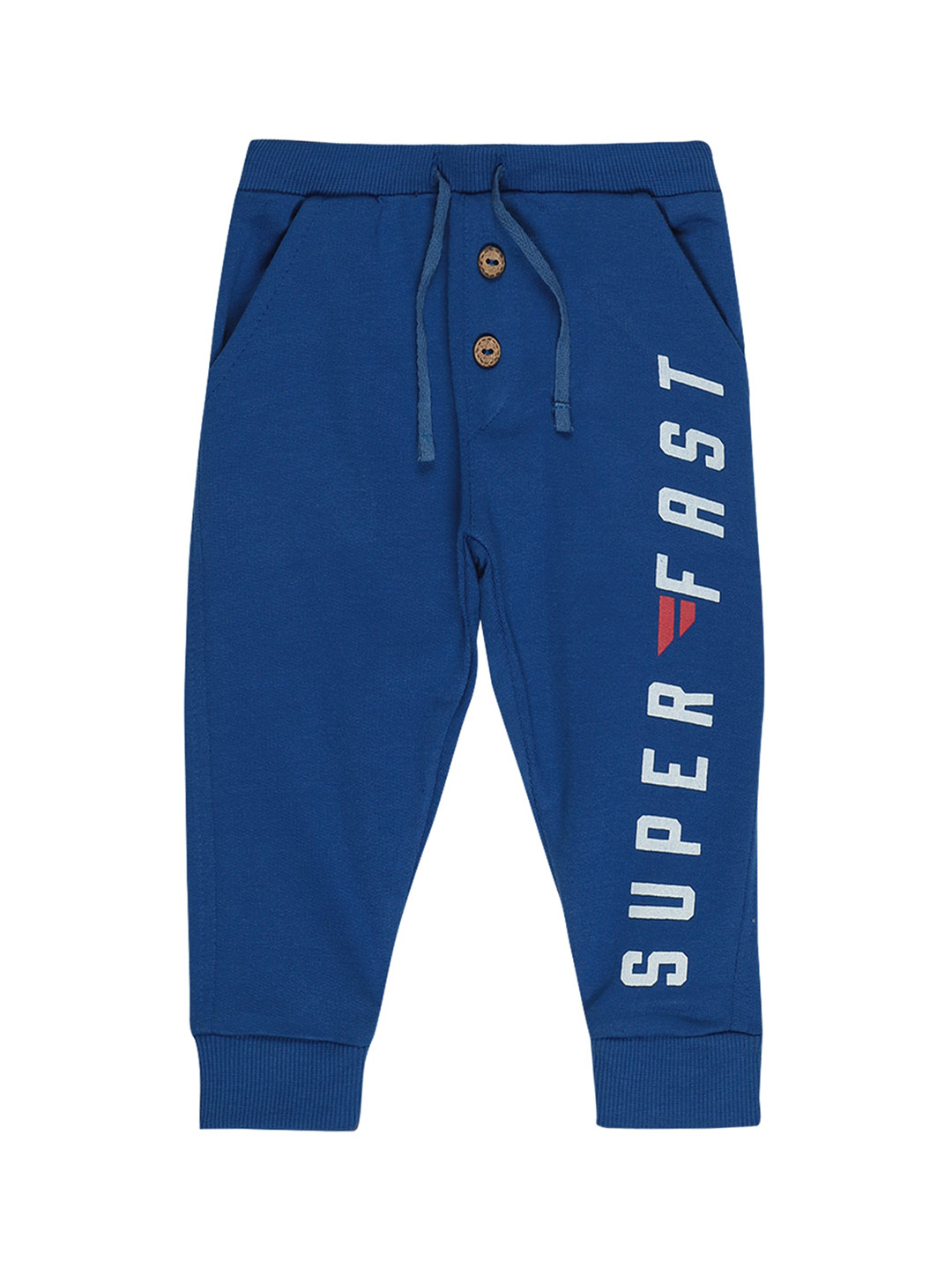 

Bodycare Kids Boys Blue Typography Printed Cotton Joggers