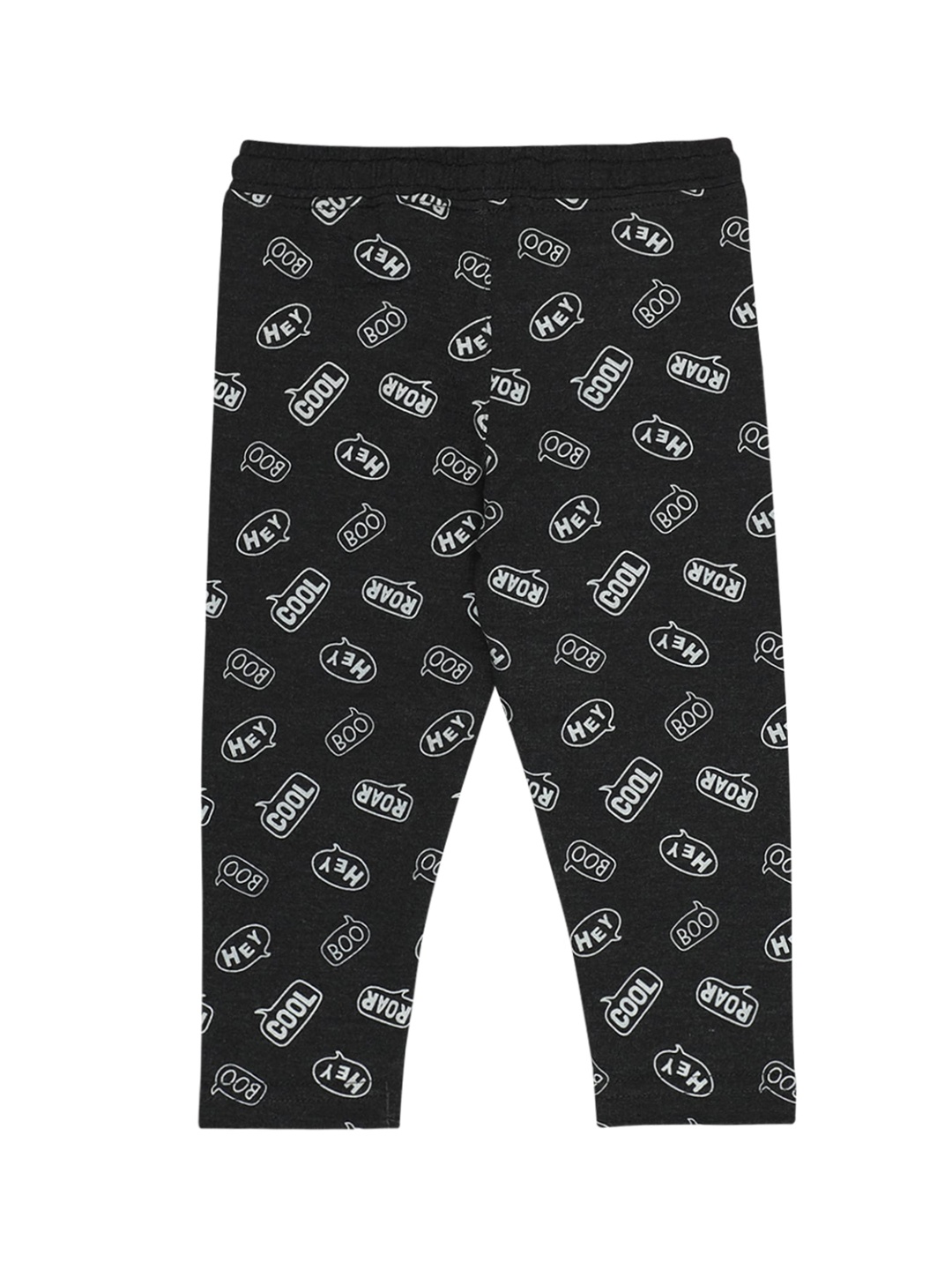 

Bodycare Kids Boys Grey Melange Graphic-Printed Cotton Joggers