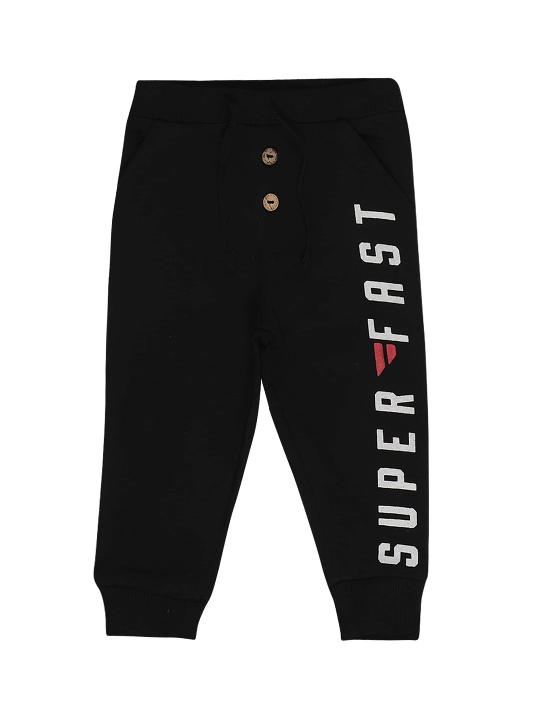 

Bodycare Kids Boys Black Typographic Printed Cotton Joggers