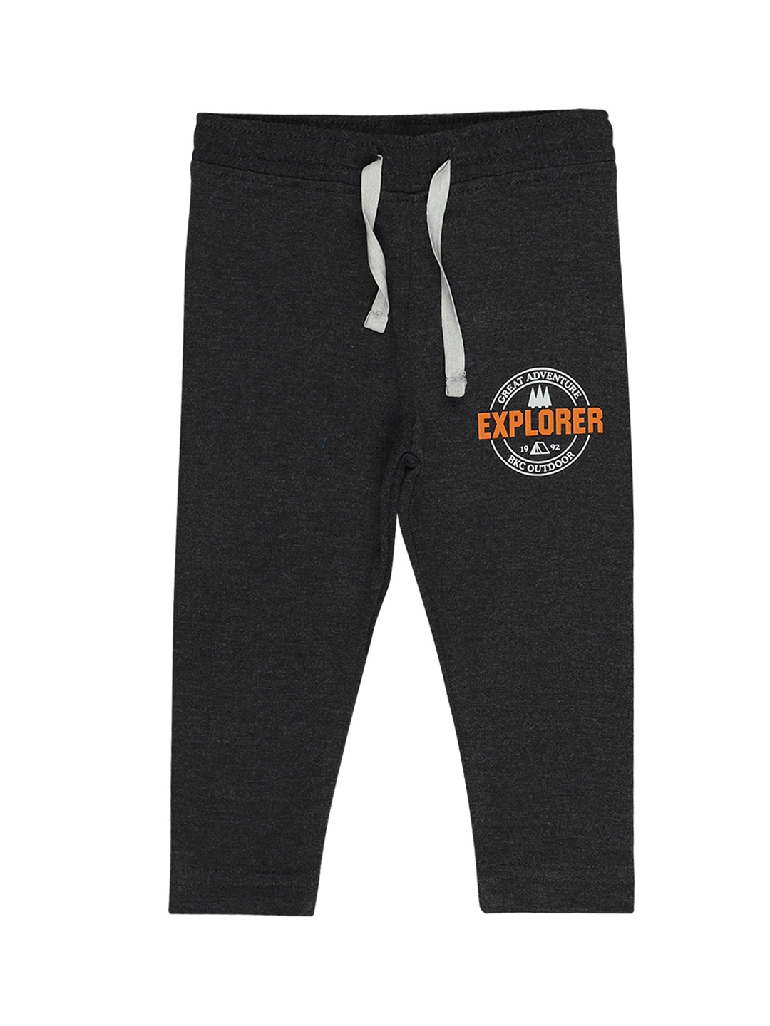 

Bodycare Kids Boys Grey Melange Typography Cotton Track Pants