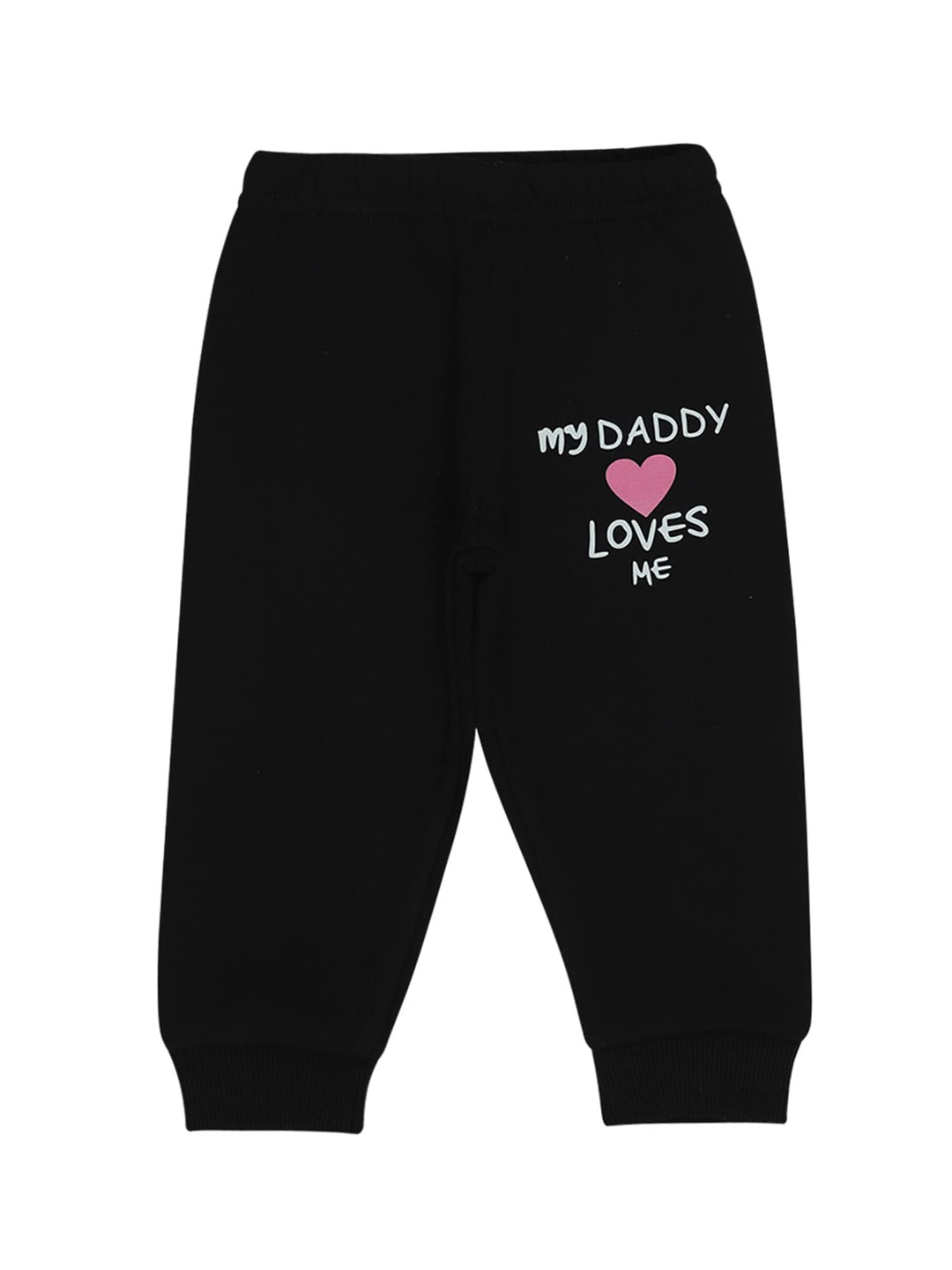 

Bodycare Infant Girls Black Typography Printed Cotton Joggers