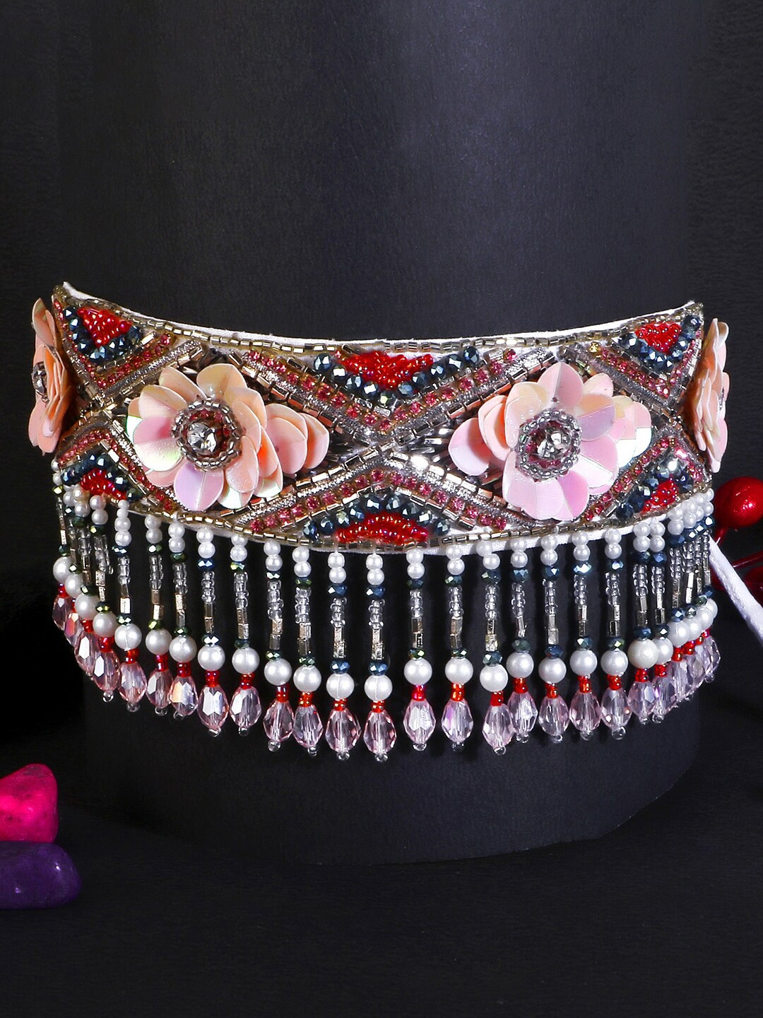 

Adwitiya Collection Women Pink & White Choker Necklace
