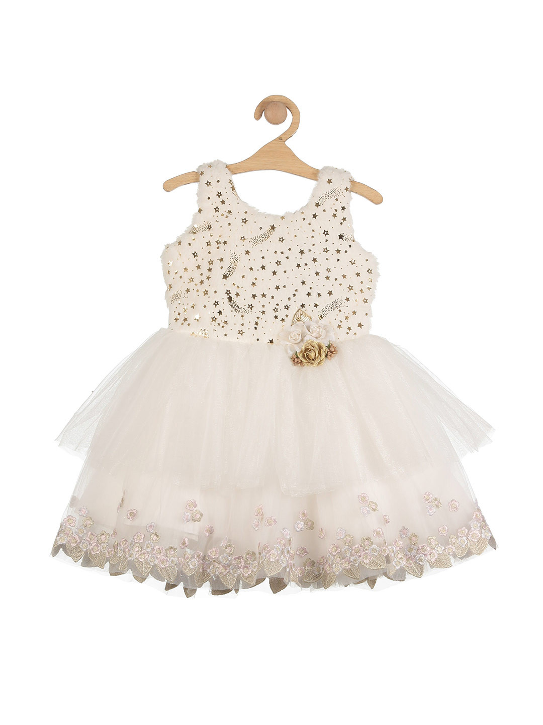 

Lil Lollipop White Embellished Layered Dress
