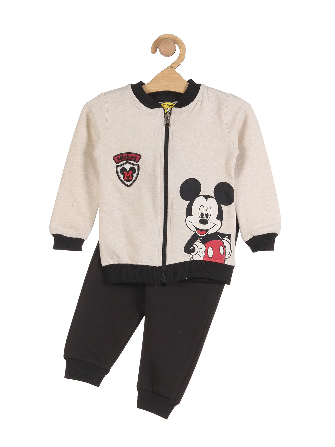 

Lil Lollipop Boys Cream-Coloured & Black Printed Pure Cotton T-shirt with Trousers