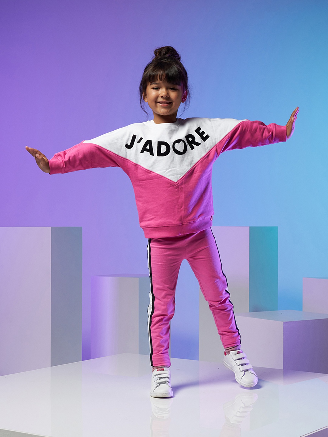 

Angel & Rocket Girls Pink Contrast Side Panel Ankle-Length Leggings
