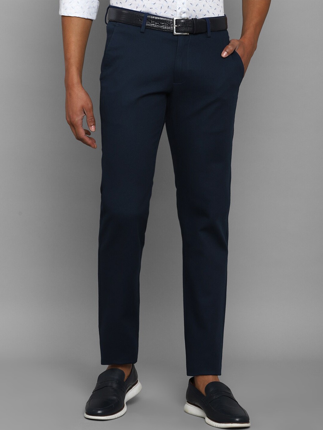 

Allen Solly Men Navy Blue Slim Fit Trousers