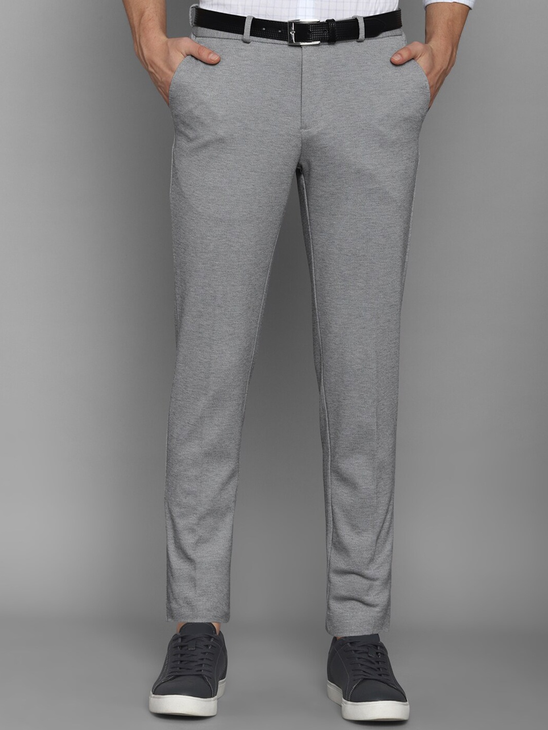 

Allen Solly Men Grey Textured Slim Fit Trousers