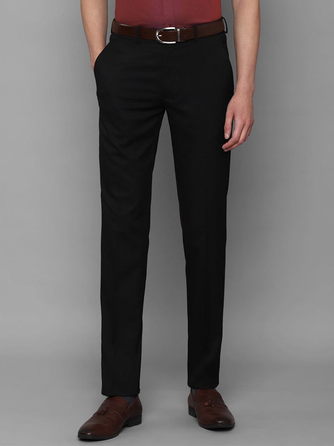 

Louis Philippe Men Black Slim Fit Solid Trousers