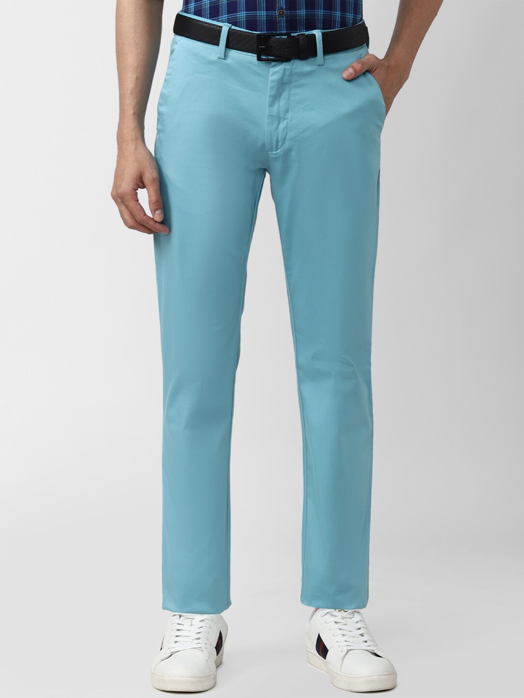 

Peter England Casuals Men Blue Slim Fit Trousers