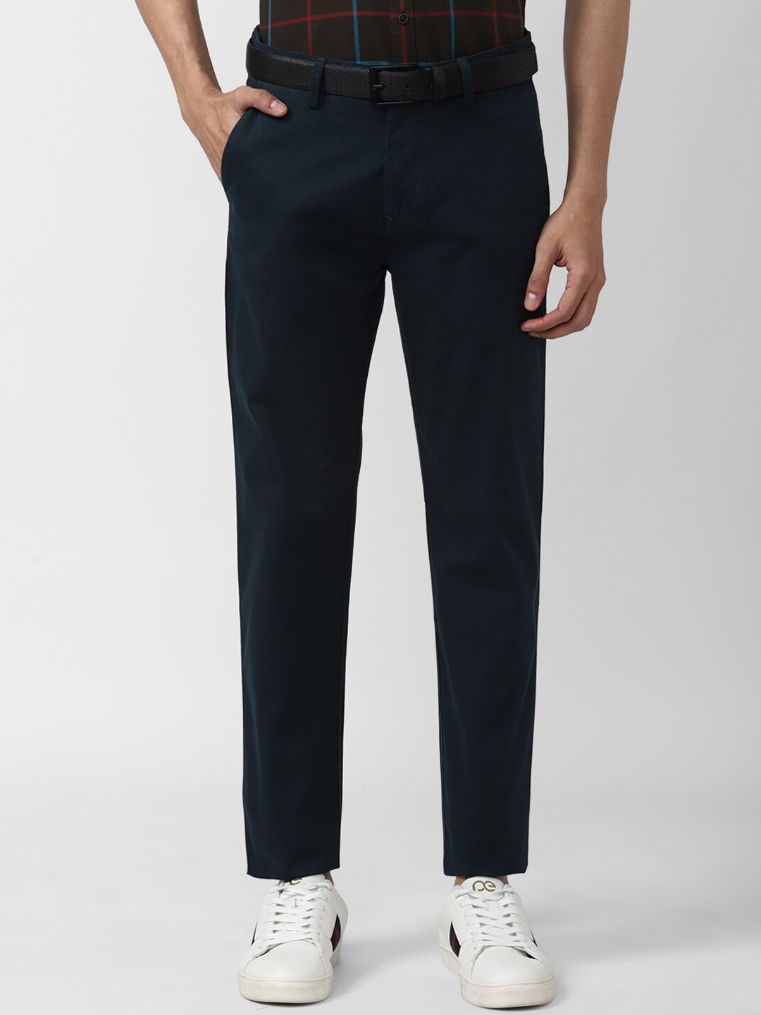 

Peter England Casuals Men Navy Blue Slim Fit Trousers