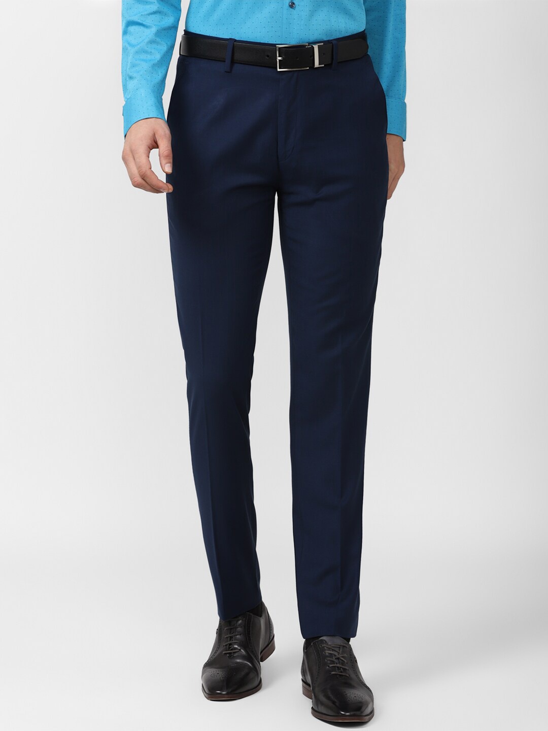 

Peter England Elite Men Navy Blue Slim Fit Trousers