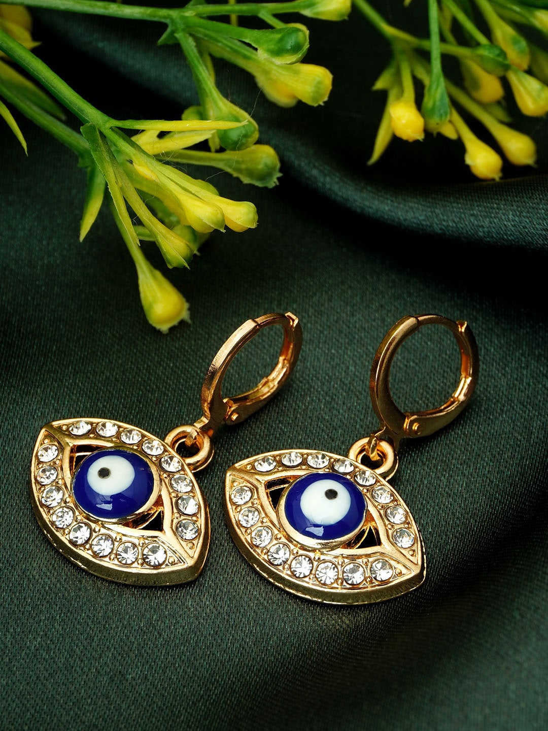 

Ferosh Gold-Toned & Blue Gold Plated Contemporary Drop Earrings