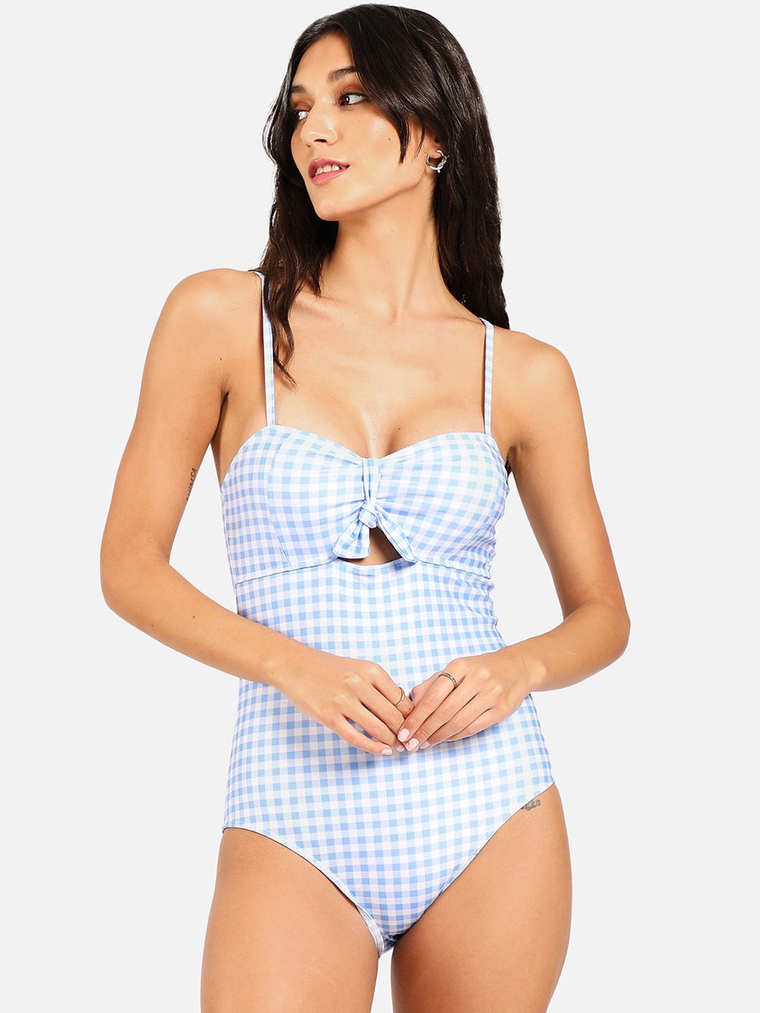

HAUTE SAUCE by Campus Sutra Women Blue Color Blocked One Piece Swimwear