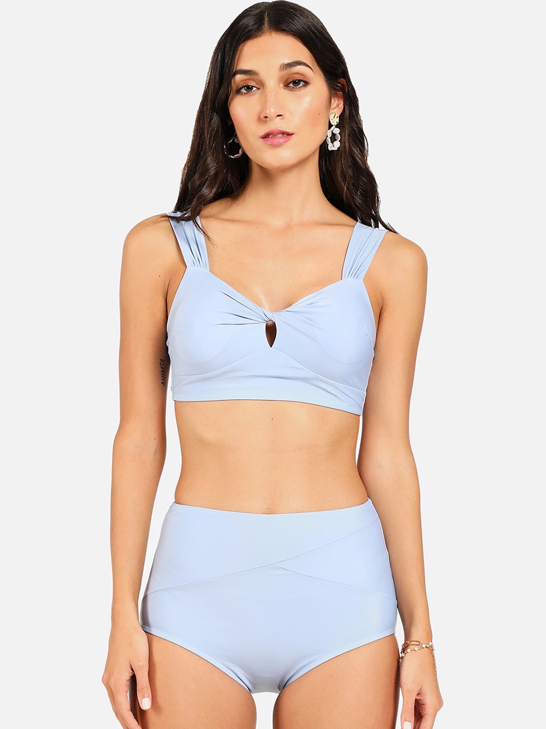 

HAUTE SAUCE by Campus Sutra Women Blue Solid Two Piece Swim Suit