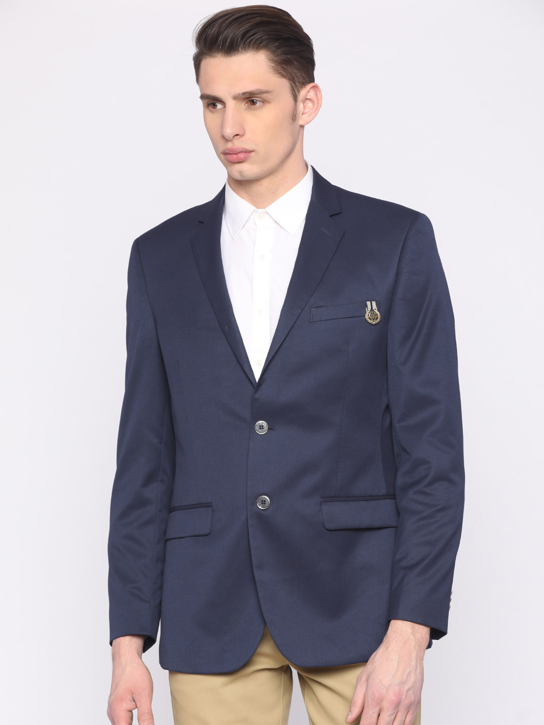 

Park Avenue Men Navy Slim Fit Single-Breasted Formal Blazer, Navy blue